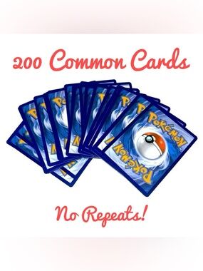 Mystery 200 common Pokemon cards - no repeats